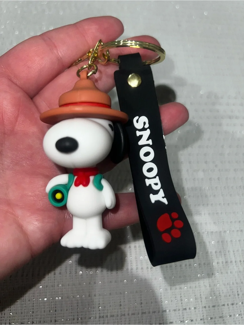 Peanuts Snoopy Beagle Scout 3D Rubber Keychain Bag Charm Wristlet Strap NWOT